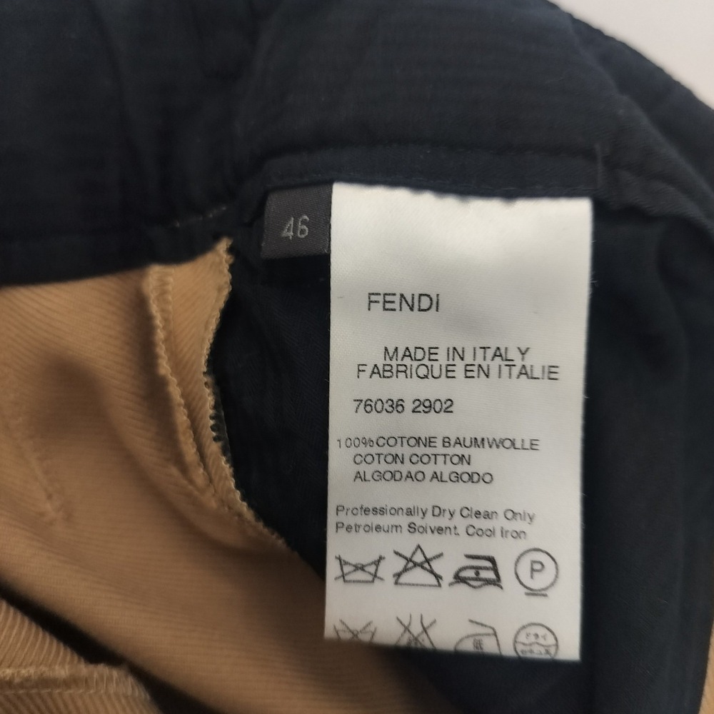 Fendi Women's Tan Khaki Cotton Trousers Button Fly Made in Italy Size 46 - Picture 9 of 13